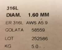 Ruostumaton tig lanka 316L 1,6mm